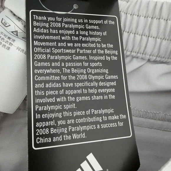 NEW Adidas Beijing 2008 Paralympic Games 2XL Gray Convertible Pants Deadstock